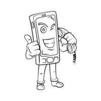 cel telefoon mascotte vector illustratie Aan wit achtergrond