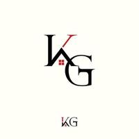 brief of woord kg doopvont met schoorsteen dak huis en bal venster beeld grafisch icoon logo ontwerp abstract concept vector voorraad. kan worden gebruikt net zo een symbool verwant naar eigendom of voorletter.