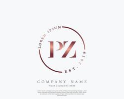 eerste brief pz vrouwelijk logo schoonheid monogram en elegant logo ontwerp, handschrift logo van eerste handtekening, bruiloft, mode, bloemen en botanisch met creatief sjabloon vector