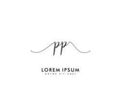 eerste brief pp vrouwelijk logo schoonheid monogram en elegant logo ontwerp, handschrift logo van eerste handtekening, bruiloft, mode, bloemen en botanisch met creatief sjabloon vector