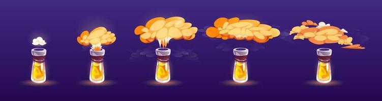 toverdrank fles met bladerdeeg wolk animatie reeks vector