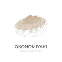 okonomiyaki gemakkelijk lijn kunst vector illustratie logo