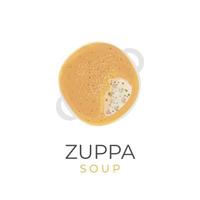 zuppa soep vector illustratie logo met geopend gebakje