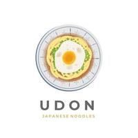 vector illustratie logo udon met ei in een kom