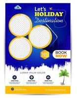 modern bedrijf tours reizen folder ontwerp. zomer vakantie toerisme brochure sjabloon. folder ontwerp reeks met strand visie. toerisme kleur a4 afdrukken klaar tour folder, vakantie poster. wereld avontuur sjabloon. vector