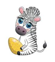 zebra met Pasen ei, bloemen. Pasen groet kaart vector