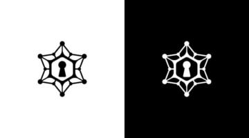 technologie logo sleutel veiligheid monogram zwart en wit icoon illustratie stijl ontwerpen Sjablonen vector