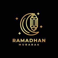Ramadan logo. Islamitisch lantaarn gouden logo ontwerp vector illustratie. lantaarn logo vector
