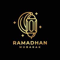 Ramadan logo. Islamitisch lantaarn gouden logo ontwerp vector illustratie. lantaarn logo vector