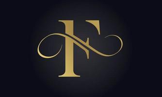 luxe brief f logo sjabloon in goud kleur. eerste luxe f brief logo ontwerp. mooi logotype ontwerp voor luxe bedrijf branding. vector