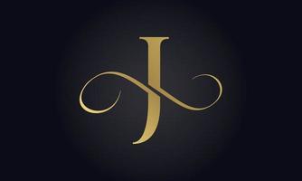 luxe brief j logo sjabloon in goud kleur. eerste luxe j brief logo ontwerp. mooi logotype ontwerp voor luxe bedrijf branding. vector