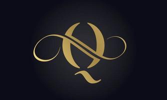 luxe brief q logo sjabloon in goud kleur. eerste luxe q brief logo ontwerp. mooi logotype ontwerp voor luxe bedrijf branding. vector