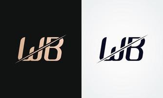 wb brief logo ontwerp vector sjabloon. goud en zwart brief wb logo ontwerp