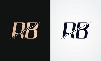 rb brief logo ontwerp vector sjabloon. goud en zwart brief rb logo ontwerp