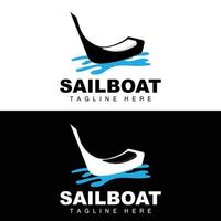 zeilboot embleem, traditioneel Aziatisch boot vector, meer oceaan icoon ontwerp, visvangst boot vector