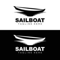 zeilboot embleem, traditioneel Aziatisch boot vector, meer oceaan icoon ontwerp, visvangst boot vector