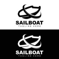 zeilboot embleem, traditioneel Aziatisch boot vector, meer oceaan icoon ontwerp, visvangst boot vector