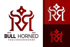 brief r stier gehoornd logo logos ontwerp element voorraad vector illustratie sjabloon