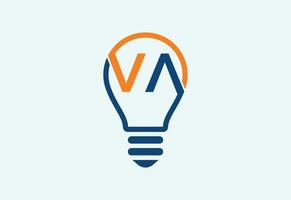 creatief lamp logo met brief, vector ontwerp concept