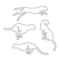 hand- getrokken Jachtluipaard elegant gaat verder lijn kunst tekening artwork vector