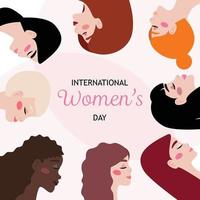 Internationale vrouwen dag illustratie met verschillend vrouw gezichten. vector