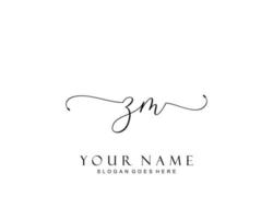 eerste zm schoonheid monogram en elegant logo ontwerp, handschrift logo van eerste handtekening, bruiloft, mode, bloemen en botanisch met creatief sjabloon. vector