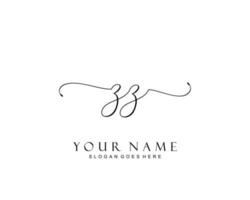 eerste zz schoonheid monogram en elegant logo ontwerp, handschrift logo van eerste handtekening, bruiloft, mode, bloemen en botanisch met creatief sjabloon. vector