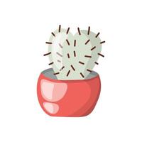 vector beeld van een cactus in een rood pot, tekenfilm stijl.