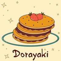 traditioneel Japans voedsel. Aziatisch dorayaki. vector illistration