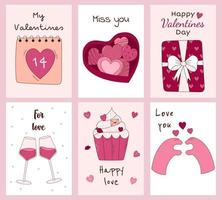 reeks van Valentijnsdag dag groet kaarten. vector illustratie