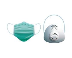 groene en grijze accessoires voor de bescherming van medische maskers vector