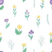 naadloos patroon met abstract wilde bloemen Aan wit achtergrond. bloemen patroon voor textiel afdrukken, scrapbooken, behang, beddengoed, omhulsel papier, enz. eps 10 vector