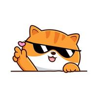 gestreept kat wit oranje tekenfilm - schattig gestreept kat met zonnebril vector