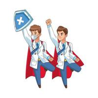 vliegende super dokters stripfiguren vector