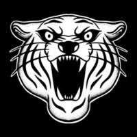 tijger kunst illustratie hand- getrokken stijl zwart en wit vector voor tatoeëren, sticker, logo enz