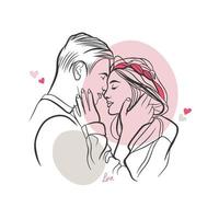 schattig paar in liefde, vector illustratie, tederheid, warm gevoelens, tekening