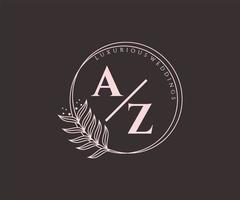 az initialen brief bruiloft monogram logos sjabloon, hand- getrokken modern minimalistisch en bloemen Sjablonen voor uitnodiging kaarten, opslaan de datum, elegant identiteit. vector