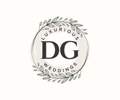 dg initialen brief bruiloft monogram logos sjabloon, hand- getrokken modern minimalistisch en bloemen Sjablonen voor uitnodiging kaarten, opslaan de datum, elegant identiteit. vector