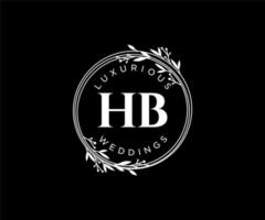 hb initialen brief bruiloft monogram logos sjabloon, hand- getrokken modern minimalistisch en bloemen Sjablonen voor uitnodiging kaarten, opslaan de datum, elegant identiteit. vector