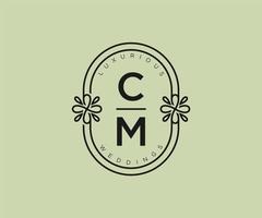 cm initialen brief bruiloft monogram logos sjabloon, hand- getrokken modern minimalistisch en bloemen Sjablonen voor uitnodiging kaarten, opslaan de datum, elegant identiteit. vector