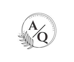 aq initialen brief bruiloft monogram logos sjabloon, hand- getrokken modern minimalistisch en bloemen Sjablonen voor uitnodiging kaarten, opslaan de datum, elegant identiteit. vector