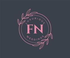 fn initialen brief bruiloft monogram logos sjabloon, hand- getrokken modern minimalistisch en bloemen Sjablonen voor uitnodiging kaarten, opslaan de datum, elegant identiteit. vector