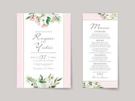 elegant wit bloemen bruiloft uitnodiging kaart vector