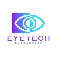 oog technologie logo ontwerp, oog symbool icoon, software logo, vector illustratie. digitaal oog creatief symbool concept.