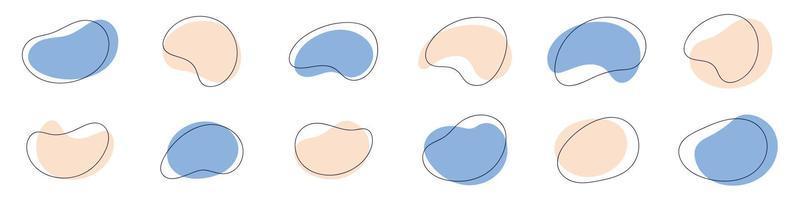 abstract biologisch vormen verzameling. reeks van dynamisch blobs figuur, onregelmatigheden het formulier spatten, vloeistof bubbels. vector illustratie.