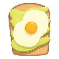 gebakken ei avocado geroosterd brood icoon tekenfilm vector. brood plak vector