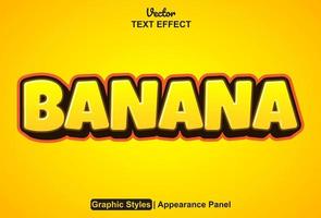 banaan tekst effect met grafisch stijl en bewerkbaar. vector