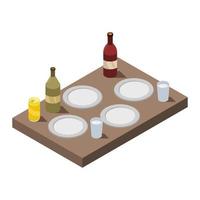 isometrische keukentafel op witte achtergrond vector