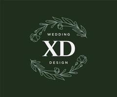 xd initialen brief bruiloft monogram logos verzameling, hand- getrokken modern minimalistisch en bloemen Sjablonen voor uitnodiging kaarten, opslaan de datum, elegant identiteit voor restaurant, boetiek, cafe in vector