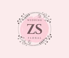 zs initialen brief bruiloft monogram logos sjabloon, hand- getrokken modern minimalistisch en bloemen Sjablonen voor uitnodiging kaarten, opslaan de datum, elegant identiteit. vector